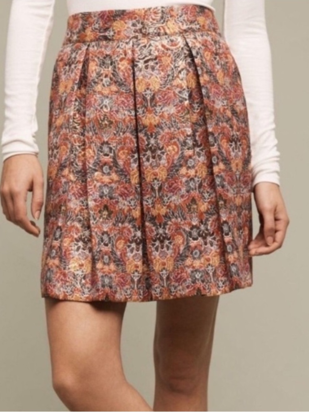 Maeve by Anthropologie Pleated Brocade Skirt  | Fall Skirt | Y2K Skirt